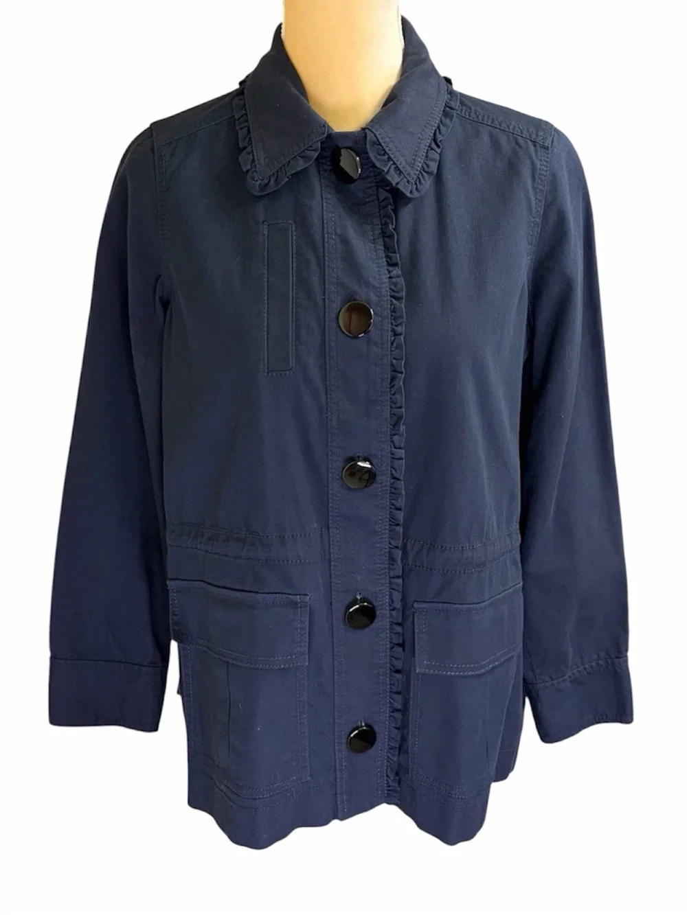 Kate Spade Broome Street Navy Utility Ruffle Chore Jacket XS
